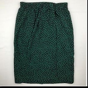CARLISLE Navy Green Wrap Silk Skirt